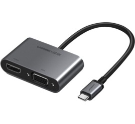 Slika izdelka: Adapter USB-C => HDMI in VGA + PD adapter siv (50505)
