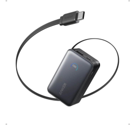 Slika izdelka: Anker Nano Power Bank 10000 mAh, 45W z vgrajenim USB-C kablom, črn