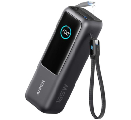 Slika izdelka: Anker Powerbank 25000 mAh z vgrajenim kablom USB-C, 165W, črn