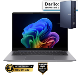 Slika izdelka: ASUS ExpertBook P5 14" (35,56cm) WQXGA Core Ultra 5 226V 16GB 1TB prenosni računalnik P5405CSA-WB53D0 + darilo: ASUS dock 