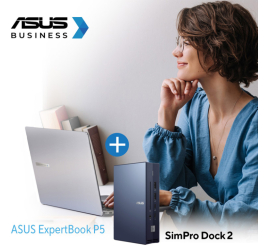 Slika izdelka: ASUS ExpertBook P5 14" (35,56cm) WQXGA Core Ultra 5 226V 16GB 1TB prenosni računalnik P5405CSA-WB53D0 + darilo: ASUS dock 