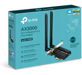 Slika izdelka: Brezžični mrežni adapter PCIe TP-Link WiFi6 802.11ax AX3000 2402Mbit/s Dualband 2x antena BT 5.0 (Archer TX50E)