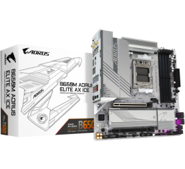 Slika izdelka: GIGABYTE B650M AORUS ELITE AX ICE, DDR5, SATA3, USB3.2Gen2x2, DP, 2.5GbE, WiFi 6E, AM5 mATX