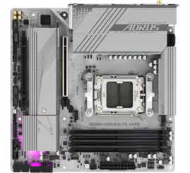 Slika izdelka: GIGABYTE B650M AORUS ELITE AX ICE, DDR5, SATA3, USB3.2Gen2x2, DP, 2.5GbE, WiFi 6E, AM5 mATX