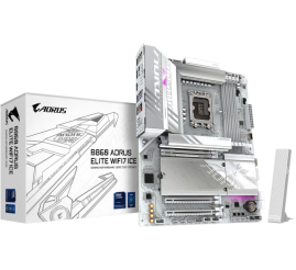 Slika izdelka: GIGABYTE B860 AORUS ELITE WF7 ICE, DDR5, SATA3, USB4, DP, Wi-Fi 7, LGA1851 ATX