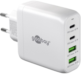 Slika izdelka: GOOBAY 2x USB-C + 2x USB-A 5V 68W beli hitri polnilec