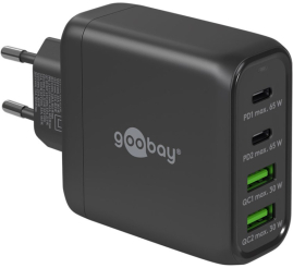 Slika izdelka: GOOBAY 2x USB-C + 2x USB-A 5V 68W črn hitri polnilec