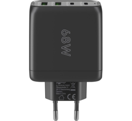 Slika izdelka: GOOBAY 2x USB-C + 2x USB-A 5V 68W črn hitri polnilec