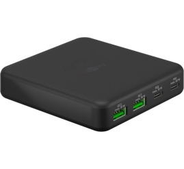 Slika izdelka: GOOBAY 2x USB-C + 2x USB-A GaN 5V 65W črni polnilec
