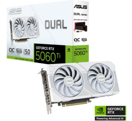 Slika izdelka: Grafična kartica nVidia RTX5060Ti Asus DUAL OC bela - 16GB GDDR7 (90YV0MH6-M0NA00)