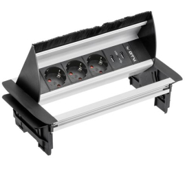 Slika izdelka: GTV vgradna vtičnica za pisarne 3x 230V + 2x USB