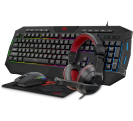 Slika izdelka:  HAVIT Gamenote komplet 4v1 (tipkovnica+miška+podloga+slušalke) HV-KB501CM  / SLO