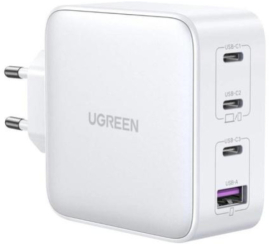Slika izdelka: Hišni polnilec 100-240V => 1x USB-A (ž) 3x USB-C 100W GaN PD Nexode Charger Ugreen CD226 bel (15337)