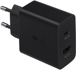 Slika izdelka: Hišni polnilec Samsung 35W EP-TA220 100-240V => 1x USB-A (ž) 1x USB-C črn (EP-TA220NBEGEU)