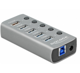 Slika izdelka: HUB USB 3.2G1 4portni + 1port s hitrim polnjenjem Delock (63262)