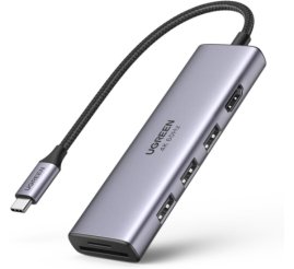 Slika izdelka: HUB USB-C => 3x USB 3.0 tip A Ugreen + HDMI + TF/SD (60383)