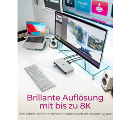 Slika izdelka: IcyBox IB-DK2880-C41 priključna postaja USB4 Type-C z dvojnim video izhodom