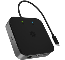 Slika izdelka: IcyBox IB-DK408-C41 priključna postaja USB4 z dvojnim video izhodom 7v1, 60W PowerDelivery napajanje