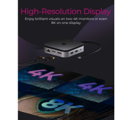 Slika izdelka: IcyBox IB-DK408-C41 priključna postaja USB4 z dvojnim video izhodom 7v1, 60W PowerDelivery napajanje