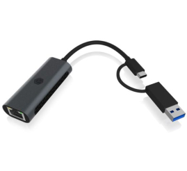 Slika izdelka: IcyBox IB-LAN301-C3 USB-A in USB-C mrežna kartica/adapter na 2.5 Gbit Ethernet