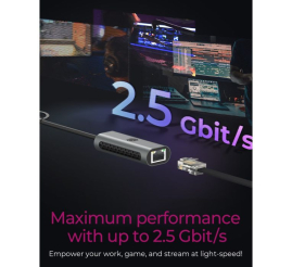 Slika izdelka: IcyBox IB-LAN301-C3 USB-A in USB-C mrežna kartica/adapter na 2.5 Gbit Ethernet