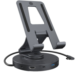 Slika izdelka: IcyBox IB-TH100-DK vrtljiv nosilec za tablico ali telefon z USB-C priključkom
