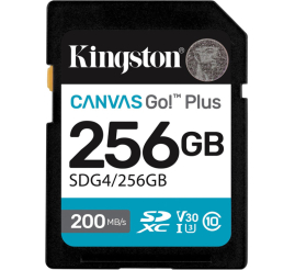 Slika izdelka: KINGSTON Canvas Go! Plus SD 256GB Class 10 UHS-I U3 V30 (SDG4/256GB) spominska kartica