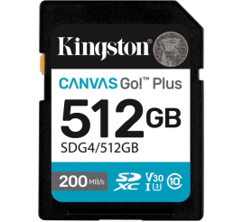 Slika izdelka: KINGSTON Canvas Go! Plus SD 512GB Class10 UHS-I U3, V30, 4K UHD (SDG4/512GB) spominska kartica