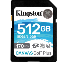 Slika izdelka: KINGSTON Canvas Go! Plus SD 512GB Class 10 UHS-I U3 V30 (SDG3/512GB) spominska kartica