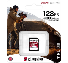 Slika izdelka: KINGSTON Canvas React Plus SD 128GB Class10 UHS-II (SDR2/128GB) spominska kartica