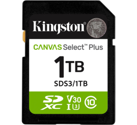 Slika izdelka: KINGSTON Canvas Select Plus SD 1TB Class10 UHS-I (SDS3/1TB) spominska kartica