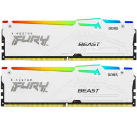 Slika izdelka: KINGSTON Fury Beast 64GB (2x32GB) 6000MT/s DDR5 CL30 XMP KF560C30BWEAK2-64 RGB beli ram pomnilnik