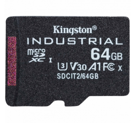 Slika izdelka: KINGSTON Industrial microSD (SDXC) 64GB Class 10 UHS-I U3 (SDCIT2/64GB) spominska kartica