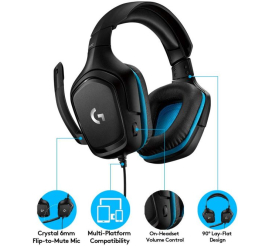 Slika izdelka: Logitech slušalke gaming USB G432 7.1 Leatherette Modre