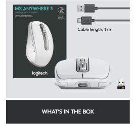 Slika izdelka: Miš brezžična + Bluetooth za notesnike Logitech MX Anywhere 3 Darkfield polnilna 4000DPI siva (910-005989)