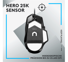 Slika izdelka: Miš Logitech USB G502 X optična gaming 13 gumbov 25600DPI RGB črna (910-006138)
