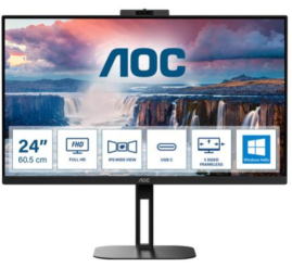 Slika izdelka: Monitor AOC 60,5 cm (23,8") 24V5CW 1920x1080 75Hz IPS 4ms HDMI DisplayPort USB-C 65W 4xUSB3.2 Pivot Kamera Zvočniki  sRGB119% FreeSync E-Line