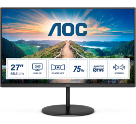 Slika izdelka: Monitor AOC 68,5 cm (27,0") Q27V4EA 2560x1440 75Hz IPS 4ms HDMI DisplayPort  zvočniki 3H sRGB104%