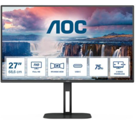 Slika izdelka: Monitor AOC 68,6 cm (27,0") 27V5CE 1920x1080 75Hz IPS 1ms HDMI DP Via USB-C USB-C 65W 4xUSB3,2 Zvočniki  3H sRGB123% FreeSync