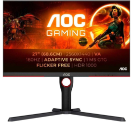 Slika izdelka: Monitor AOC 68,6 cm (27,0") Q27G3XMN 2560x1440 Gaming 180Hz VA MiniLED 1ms HDMI DisplayPort Pivot  2H sRGB134% HDR1000 Delta E<2 calibration- odprta embalaža