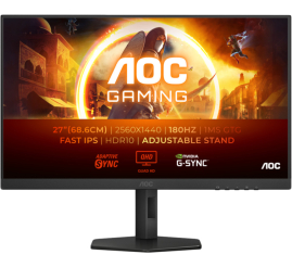 Slika izdelka: Monitor AOC 68,6 cm (27,0") Q27G4XF 2560x1440 Gaming 180Hz Fast-IPS 0,5ms 2xHDMI DisplayPort Pivot  DCI-P3-93% AdaptiveSync G-Sync Compatible HDR10 G4 Series