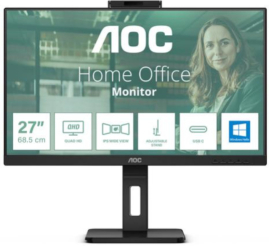 Slika izdelka: Monitor AOC 68,6 cm (27,0") Q27P3QW 2560x1440 konferenca 75Hz IPS 4ms 2xHDMI DisplayPort 4xUSB3.2 Pivot Kamera Zvočniki 2x5W  3H AdaptiveSync P3 serija