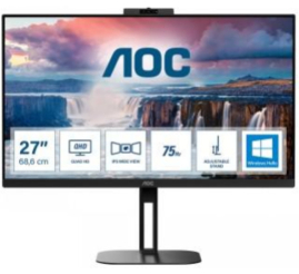 Slika izdelka: Monitor AOC 68,6 cm (27,0") Q27V5CW 2560x1440 75Hz VA 1ms HDMI DisplayPort USB-C 65W 4xUSB3.2 Pivot Kamera Zvočniki  3H sRGB FreeSync E-Line
