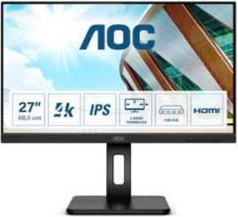 Slika izdelka: Monitor AOC 68,6 cm (27,0") U27P2CA 3840x2160 IPS 4ms 2xHDMI2.0 DisplayPort USB-C 65W 4xUSB3.2 Pivot  3H sRGB112%