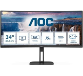 Slika izdelka: Monitor AOC 86,4 cm (34,0") CU34V5C 3440x1440 Curved 100Hz VA 1ms HDMI DisplayPort USB-C 65W 4xUSB3.2 HAS Zvočniki 2x5W  6H sRGB100% FreeSync Value-Line
