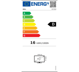 Slika izdelka: Monitor Dell 68,6 cm (27,0") P2725H 1920x1080 100Hz IPS 5ms VGA HDMI DisplayPort 15W 3xUSB3.2 USB-C-Out Pivot  3H sRGB99%