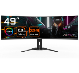 Slika izdelka: Monitor GigaByte 124,5 cm (49,0") CO49DQ 5120x1440 Curved Gaming 144Hz OLED 0,03ms 2xHDMI DisplayPort USB-C 18W 2xUSB3.2 HAS Zvočniki 2x5W  DCI-P3-99% FreeSync Premium Pro KVM HDR400 Aorus