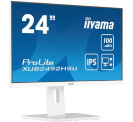 Slika izdelka: Monitor Iiyama 60,5 cm (23,8") XUB2492HSU-W6 1920x1080 100Hz IPS 0,4ms HDMI DisplayPort 4xUSB3,2 Pivot Zvočniki  sRGB99% ProLite bele barve