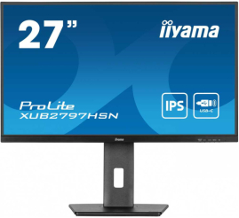 Slika izdelka: Monitor Iiyama 68,6 cm (27,0") XUB2797HSN-B2 1920x1080 100Hz IPS 1ms HDMI DisplayPort USB-C 65W DP-Out 3xUSB3.2 USB-C-Out Pivot Zvočniki  sRGB99% RJ45 ProLite