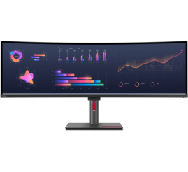 Slika izdelka: Monitor Lenovo 124,5 cm (49,0") P49w-30 5120x1440 Curved IPS 4ms 2xHDMI DisplayPort 2xThunderbolt4 100W 4xUSB3.2 USB-C-Out HAS Zvočniki 2x5W  DCI-P3-98% RJ45 KVM HDR10 ThinkVision
